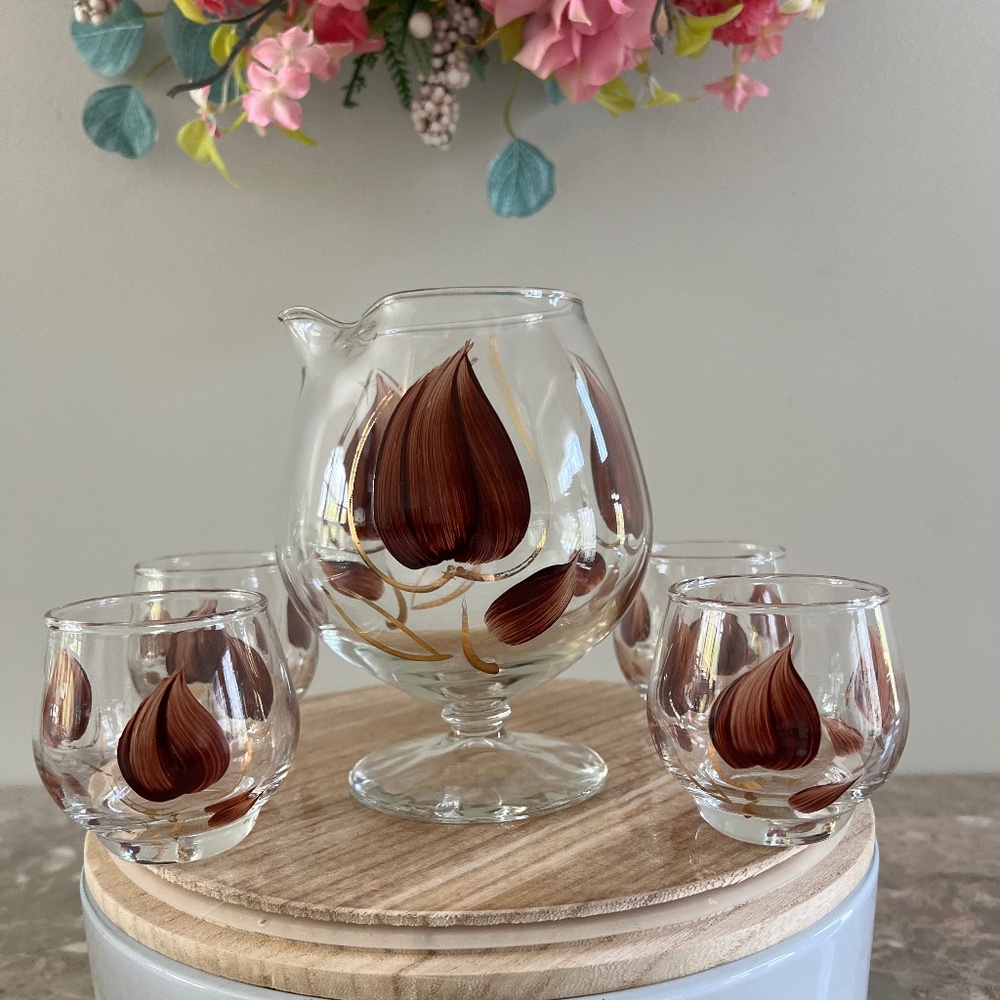 Vintage 5 Pc Enchant Ware Brandy Decanter Set
